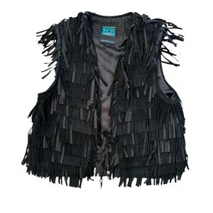 SFR Santa Fe Re Creations Black Suede Fringe Vest